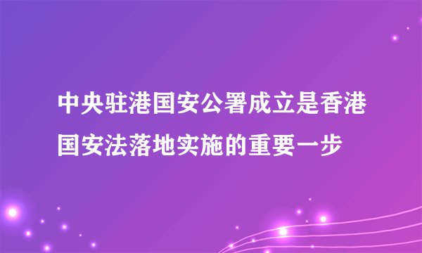 中央驻港国安公署成立是香港国安法落地实施的重要一步
