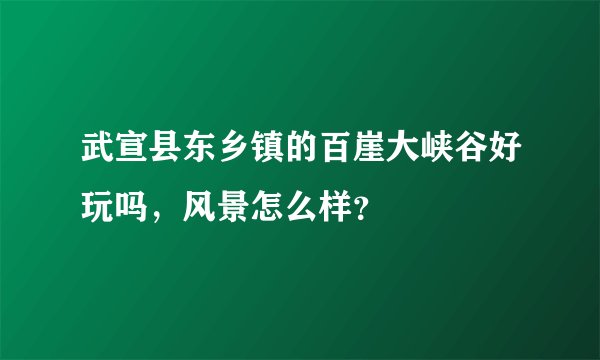 武宣县东乡镇的百崖大峡谷好玩吗，风景怎么样？