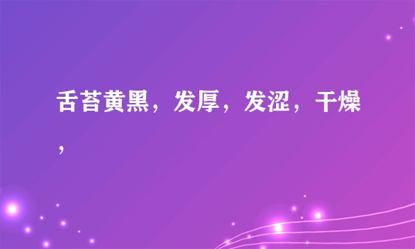舌苔黄黑，发厚，发涩，干燥，