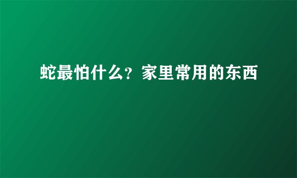 蛇最怕什么？家里常用的东西