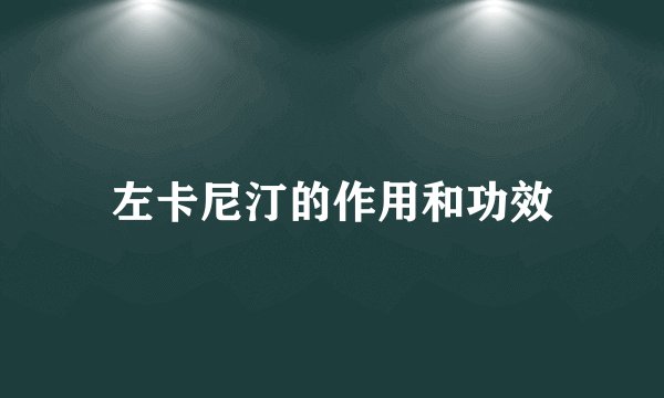 左卡尼汀的作用和功效