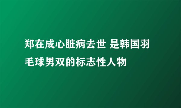 郑在成心脏病去世 是韩国羽毛球男双的标志性人物
