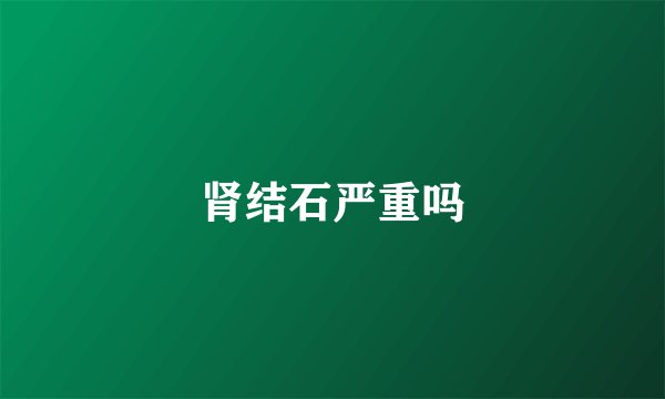 肾结石严重吗