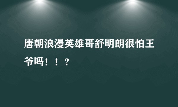 唐朝浪漫英雄哥舒明朗很怕王爷吗！！？