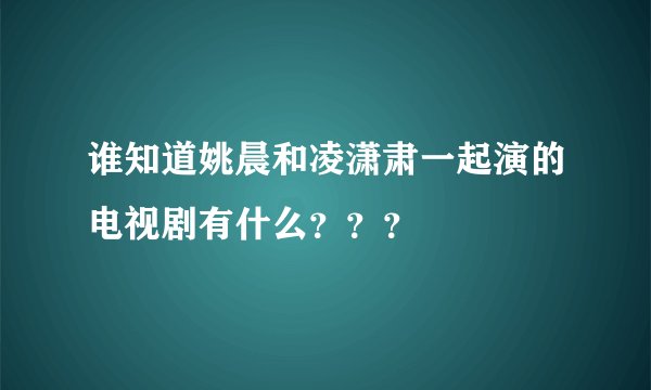 谁知道姚晨和凌潇肃一起演的电视剧有什么？？？