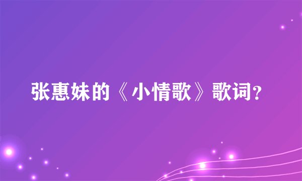 张惠妹的《小情歌》歌词?