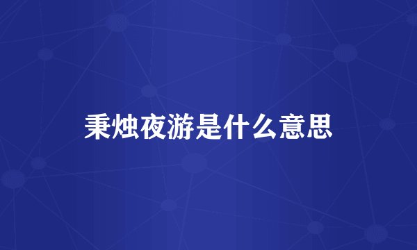 秉烛夜游是什么意思