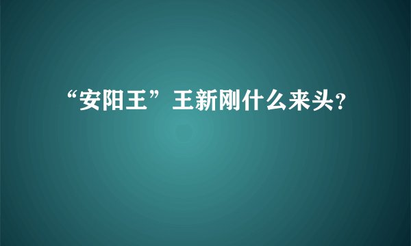 “安阳王”王新刚什么来头?
