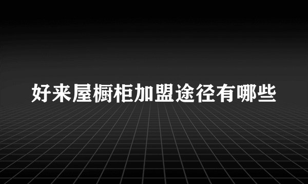 好来屋橱柜加盟途径有哪些