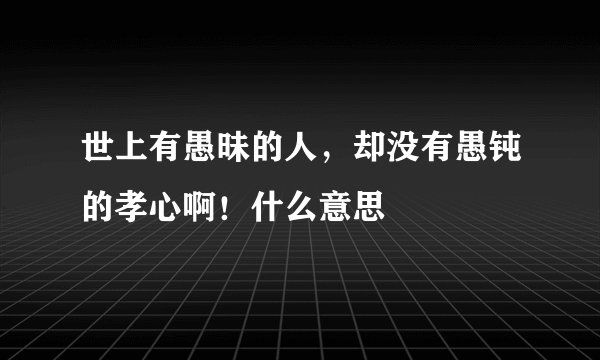 世上有愚昧的人，却没有愚钝的孝心啊！什么意思