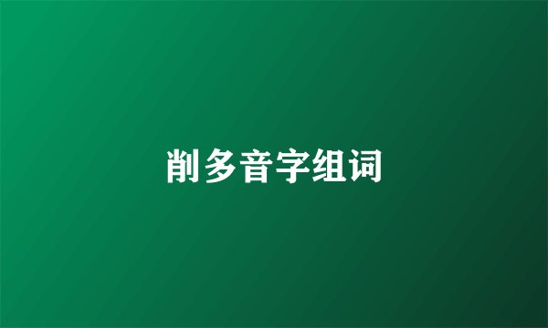 削多音字组词