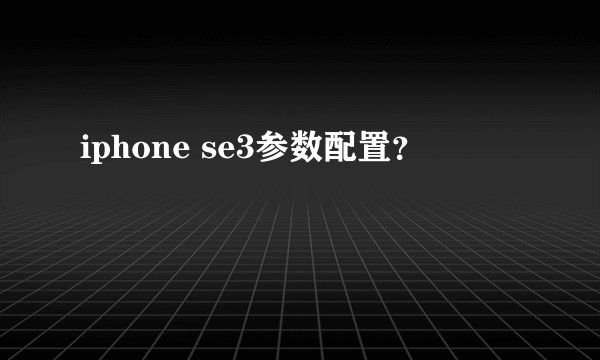 iphone se3参数配置？