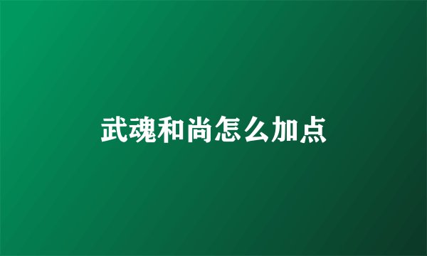 武魂和尚怎么加点