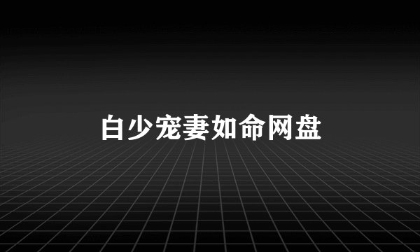 白少宠妻如命网盘