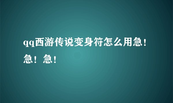 qq西游传说变身符怎么用急！急！急！