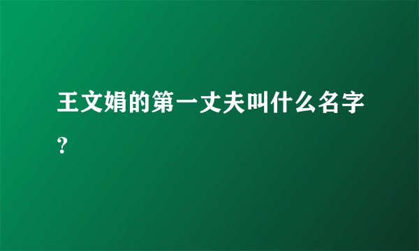 王文娟的第一丈夫叫什么名字？