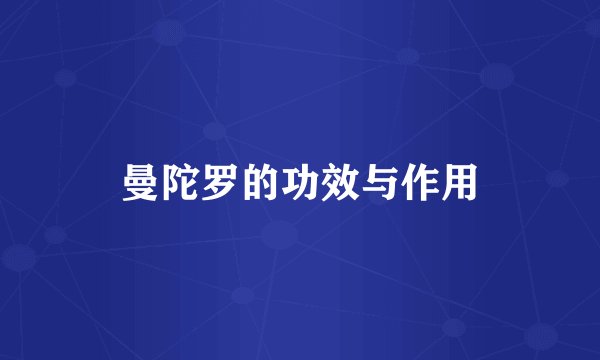 曼陀罗的功效与作用