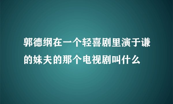 郭德纲在一个轻喜剧里演于谦的妹夫的那个电视剧叫什么