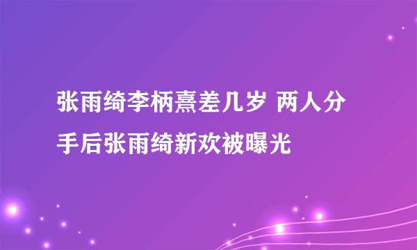 张雨绮李柄熹差几岁 两人分手后张雨绮新欢被曝光