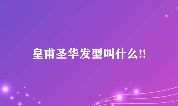 皇甫圣华发型叫什么!!
