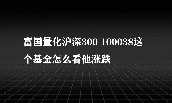 富国量化沪深300 100038这个基金怎么看他涨跌