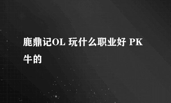 鹿鼎记OL 玩什么职业好 PK 牛的