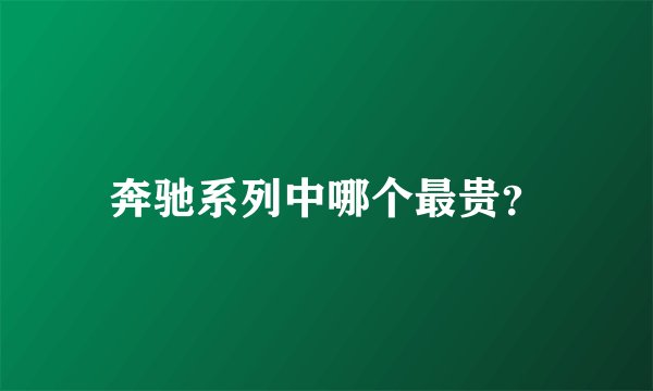 奔驰系列中哪个最贵？