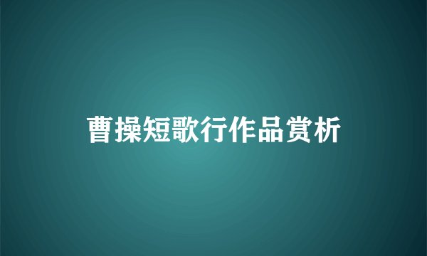 曹操短歌行作品赏析