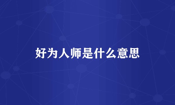 好为人师是什么意思