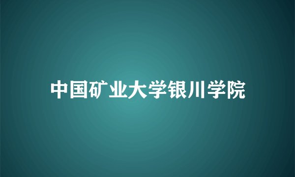 中国矿业大学银川学院