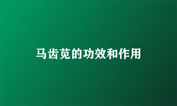 马齿苋的功效和作用