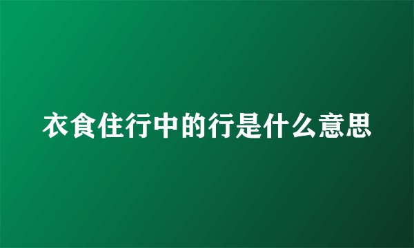 衣食住行中的行是什么意思
