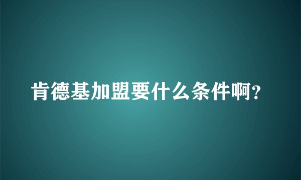 肯德基加盟要什么条件啊？
