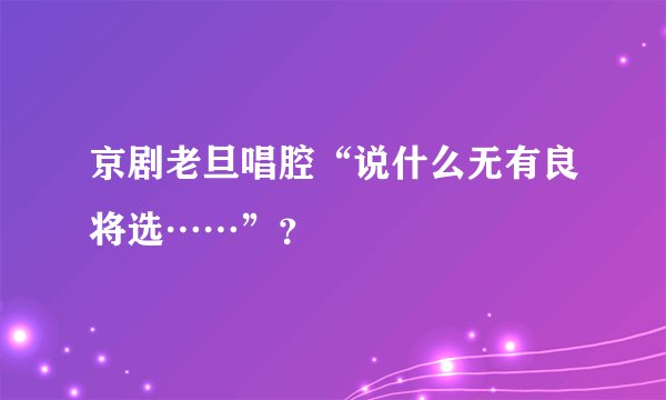 京剧老旦唱腔“说什么无有良将选……”？