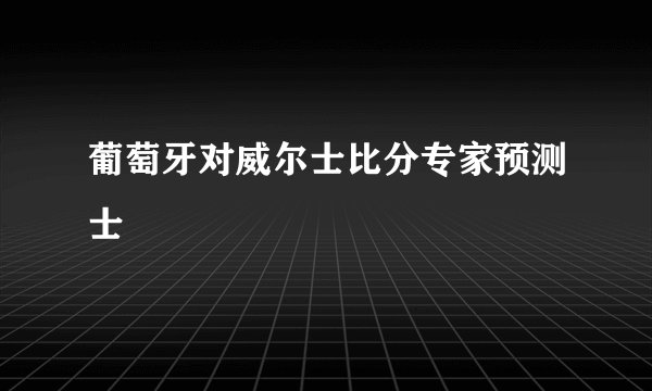 葡萄牙对威尔士比分专家预测士
