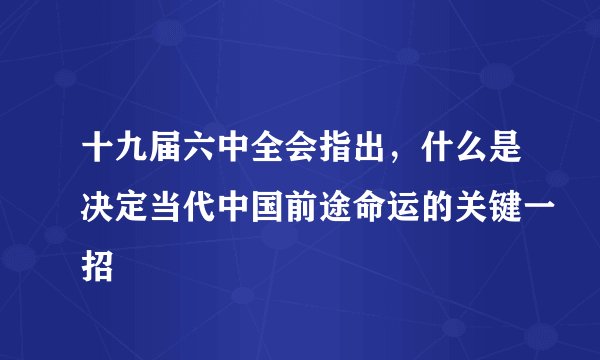 十九届六中全会指出，什么是决定当代中国前途命运的关键一招