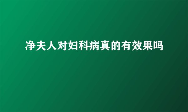 净夫人对妇科病真的有效果吗