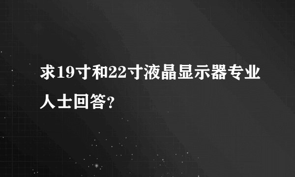 求19寸和22寸液晶显示器专业人士回答？