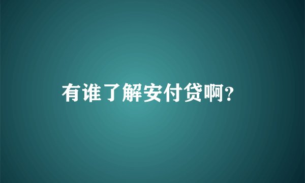 有谁了解安付贷啊？