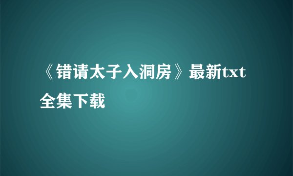 《错请太子入洞房》最新txt全集下载