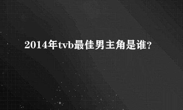 2014年tvb最佳男主角是谁？