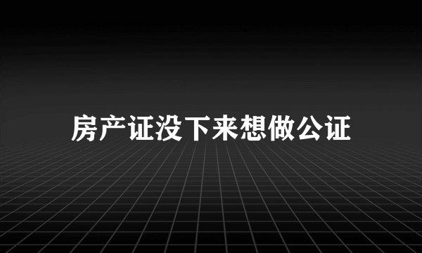 房产证没下来想做公证