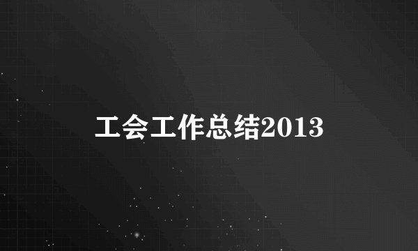工会工作总结2013