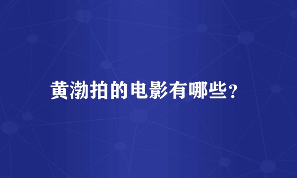 黄渤拍的电影有哪些？