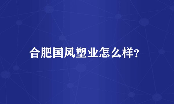 合肥国风塑业怎么样？