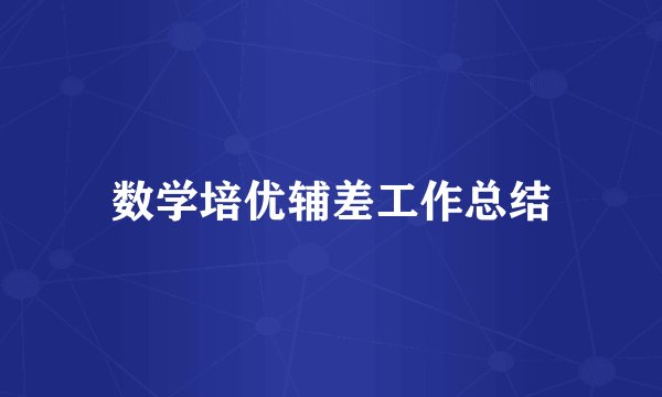 数学培优辅差工作总结