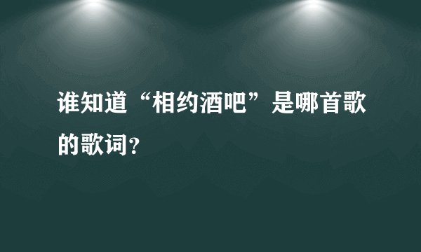 谁知道“相约酒吧”是哪首歌的歌词？