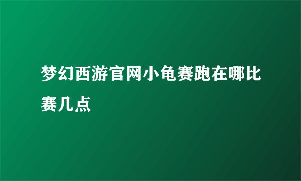 梦幻西游官网小龟赛跑在哪比赛几点