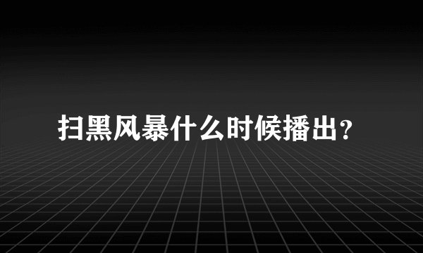 扫黑风暴什么时候播出？