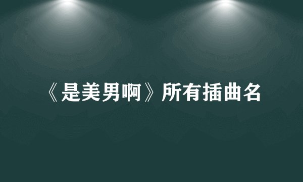 《是美男啊》所有插曲名